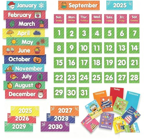 Eamay Calendar Pocket Chart Cards and Classroom Calendar Cards Kit for Homeschool -71cards (71)