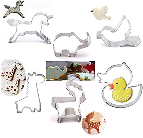 6 Pcs Cookie Biscuits Cutter Set Unicorn Ducks Pigeons Elephants Giraffes Elk Shape Sandwiches Cutters Cakes Pastry Mold