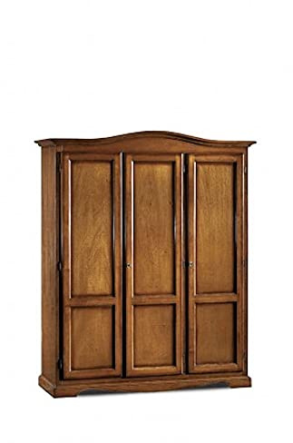 Mar.c.a. Design - Schrank mit 3 Türen und Hut aus Pappelholz, Farbe Nussbaum, für den Innenbereich, Kunst Povera Made in Italy - Maße 158 x 56 x 197 cm
