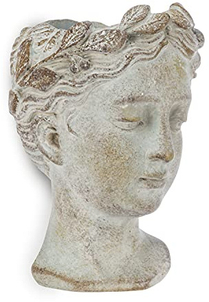 Abbott Collection Göttin Head Wand-Pflanzgefäß – kleine Pflanztöpfe für drinnen und draußen – skurrile Frau Statue Kopf Pflanzgefäß zum Aufhängen an der Wand (16,5 cm, Grau/Gold)
