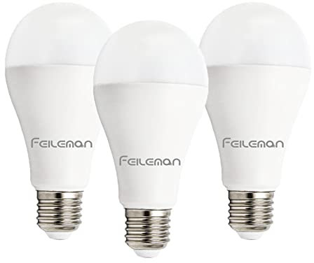 Feileman E27 LED 20W 6500K Kaltweiss Ersatz for 153 Watt Lampe, 2500lm E27 Glühbirne Super Hell Licht Leuchtmittel, A65 LED Birne Ultrahell Nicht Dimmbar 3-PACK