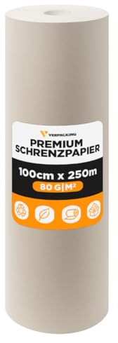 verpacking carta da imballaggio 100 cm x 250 m 80 g/m² [modello e quantità a scelta] carta kraft imbottitura riempimento per spedizione trasloco invio 100% riciclata 1 rotolo