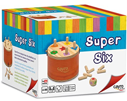 Cayro – Super Six – Brettspiel für Kinder und Erwachsene – Glücksspiel und Wahrscheinlichkeitsspiel – aus Holz – einfach zu Spielen – Lernspiel – für Kinder ab 4 Jahren