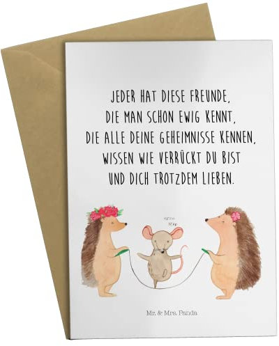 Mr. & Mrs. Panda babykarte Igel Seilhüpfen - Geschenk, Grußkarte, weihnachtskarten, dankeskarten, einladungskarten, hochzeitskarten, Lustige Sprüche, osterkarte, Maus, Kindergarten, Seilspringen