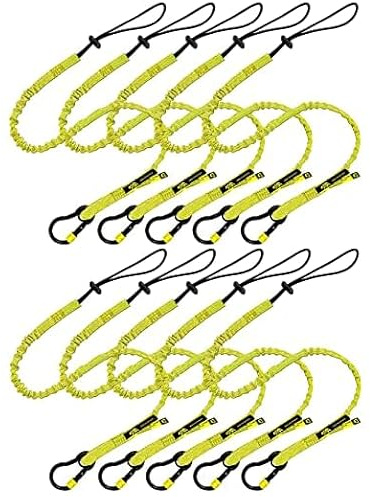 BearTOOLS New Yellow Safety Lanyard Tether With Captive Eye Screw Lock Carabiner Aluminum, Universal Adjustable Loop End, Stop the Drops Weight Limit 8KG / 17.6lb Fall Restraint (10)