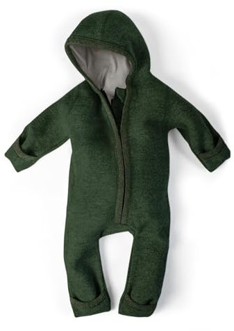 Ehrenkind® WALKOVERALL | Baby Wollwalk-Overalls aus Merino Schurwolle mit Reißverschluss | Walk Wolle Woll-Anzug für Kleinkind und Baby | Waldgrün Gr. 98-104
