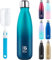 BOGI Edelstahl Trinkflasche 500ml Doppelwandige Thermosflasche Auslaufsicher Trinkflasche Edelstahl Isolierflasche BPA-Frei Kinder Trinkflasche Schule Hält Heiß und Kalt für Sport Fahrrad(BDunkelblau)