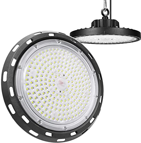 RIGIDON 1 Pezzi 150W UFO lampadario plafoniere, 15000LM 6000K faretto led interni, IP65 impermeabile proiettore led, lampada magazzino, bianco freddo illuminazione per industriale, officine, garage