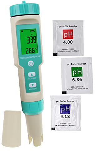 Stift Stil Salzgehalt und Temperatur ATC und NaCl Salzwasser Qualitäts Messgerät für Salzwasser, Aquarium, Hydroponik und Lebensmittel (100.0ppt) (PH/TDS/EC/ORP/Salinity/S.G. /Temp)