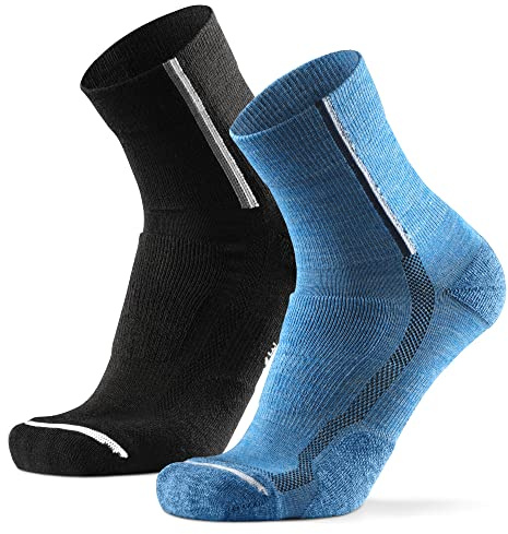 DANISH ENDURANCE Merino Fahrradsocken Winter, Thermo Radsocken, 2 Paar | Merino Rennrad Socken, Atmungsaktiv, Thermo & Gepolstert mit Fußgewölbestütze, für Radfahren bei kaltem Wetter, Unisex