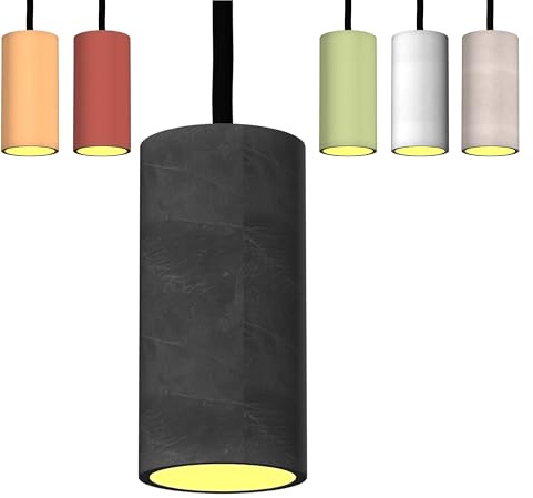Betoniq Pendelleuchte Beton modern klein NARA13 außen schwarz innen gold - Industrial Design Betonlampe Hängelampe mit LED Glühbirne und Fassung GU10 - Hängeleuchten & Pendelleuchten in Betonoptik