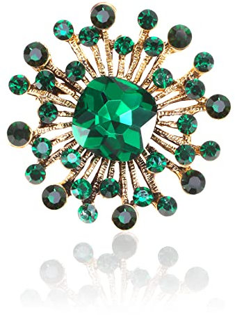 OOTSR Kristall Broschen für Frauen,Durchbrochene geometrische Kristall Brosche Schmuck,Damen Hochzeit Blumenstrauß Broschen Pin für Geburtstag,Party,Jahrestag（Grün）