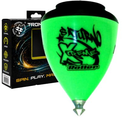 SPACE TROMPOS - Saturno Xtreme Roller, Color Verde, con Cuerda y Packaging