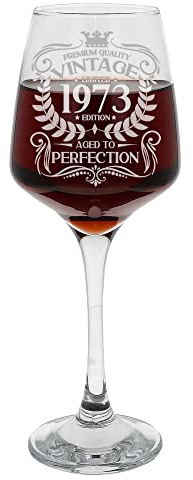 Always Looking Good Grand verre à vin gravé Vintage 1973 Aged to Perfection pour 50 ans Verre à vin gravé 400 ml