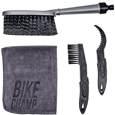 Bike Champ Juego de limpieza para bicicleta y bicicleta de montaña – Cepillo de bicicleta con conexión de agua – Juego de limpieza para bicicleta de carretera – Set de cuidado para MTB – Caja de