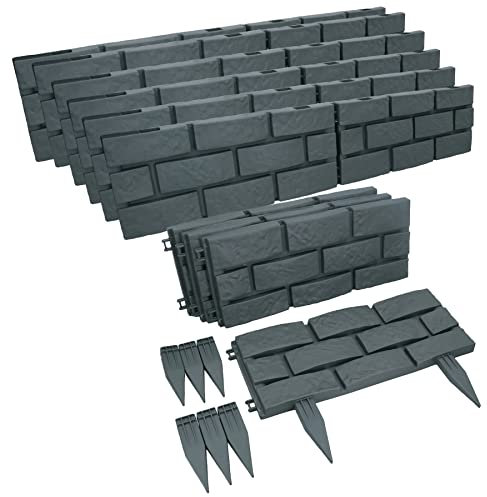Bordure de pelouse en plastique ABS effet brique Gris Vert 7,04 m