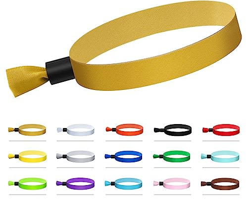 Comflora 100 Pcs Cloth Wristbands, Disposable Wristbands for Events(Gold)