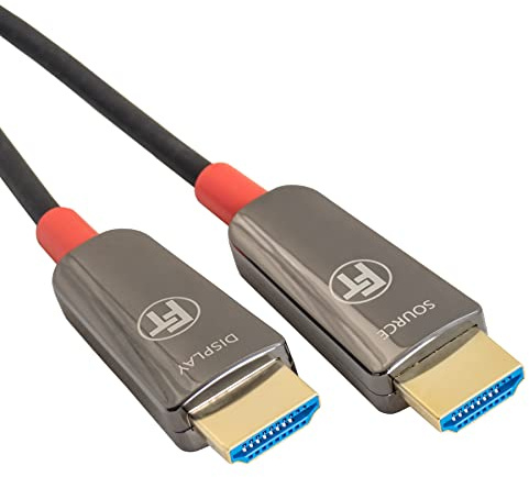 FeinTech VMI90120 8K HDMI hybrid fiberkabel optisk AOC Fiber Optic 4K 120Hz 48Gbps för HDMI 2.1 Gaming TV PC Xbox PS5 12 m, svart