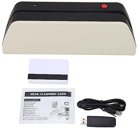 Fyearfly Lector De Tarjetas De 3 Pistas, Interfaz USB Mini Lector De Banda Magnética ID Tarjetas De Crédito Débito Lectura Escritura, para VIP, ID De Cliente, Gestión De Licencia De Conducir