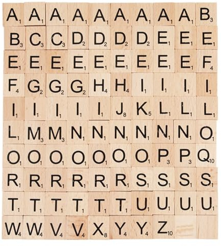 100 Stück A bis Z Holzbuchstaben Scrabble Puzzle für Dekoration