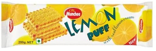 Munchee Puff Biscuits | Authentic Sri Lankan Flavour | 200g | (Lemon Puff, Pack of 6)