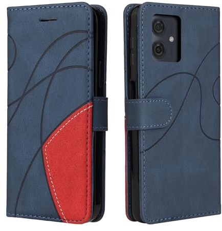 CXTCASE Funda Cartera para Motorola Moto G54 5G/Motorola Moto G14 4G, FuncióN Kickstand Cubre con Motorola Moto G14 4G, Funda con Tapa Motorola Moto G54 5G, Funda Movil Carcasa PU Cuero, Azul