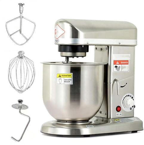 Batidora Amasadora repostería Profesional de 3 Velocidades, Soporte Comercial Robot de Cocina con Protector para Salpicaduras Batidora de Varillas,7L