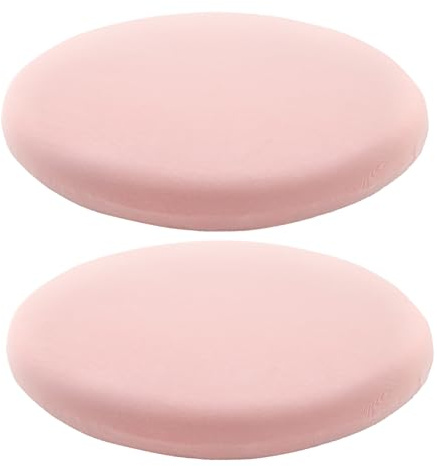 Yaspetala Round Memory Foam Chair Pad for Dining Room, Kitchen, and Office Use, Anti-Slip Round Stool Pad, Comfortable Seat Cushion with Removable Cover, 2 Pack, 15-Inch, Pink