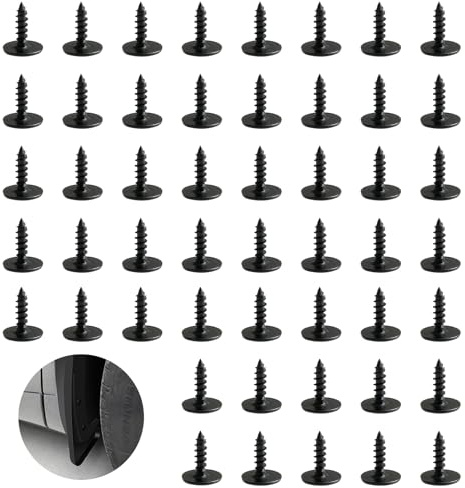 Kit de 50 vis auto-taraudeuses M5 x 16 mm, Acier au manganèse de haute qualité, Résistant à la rouille et à la corrosion, Design de filetage affûté, Compatible avec plusieurs voitures (noir)