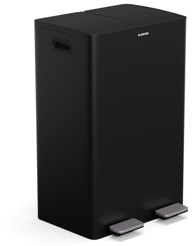 Klarstein EcoVista Mülleimer - 60L Abfalleimer mit 2 Fächern & 3L Kompostbehälter, Soft-Close, Edelstahl, Küchen-Abfalleimer, Mülltrennsystem