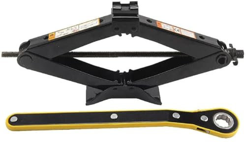 Kit di Cric Auto 2T Sollevatore Cricket Pantografo Alza Macchina Ideale per Auto e SUV con Chiave Inglese Guanti