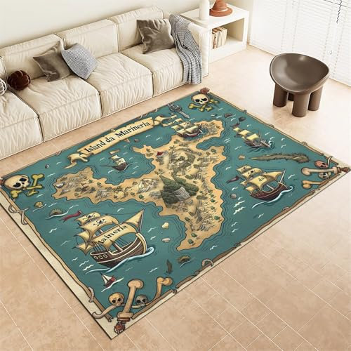 Srigzcaly Superweicher Teppich kinderzimmer 80x150cm Cartoon-Stil Weltkarte Antirutsch Teppich Schlafzimmer-Rechteckteppich, DunkelgrüN Wohnzimmer-Teppich Balkon-Bodenmatte kinderteppich