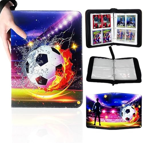 Abiemuce Fußball Sammelalbum, Sammelalbum Fußball Karten, Sammelkarten Album mit Reißverschluss und Griffschlaufe, Fußball Sammelkarten Album Groß Sport Karten Heft, Karten Mappe Binder (ZQRW-400)