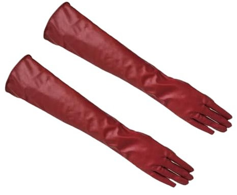 Damen-Handschuhe In Ellenbogenlänge, Modische Abendhandschuhe, Weich Gefütterte Lederhandschuhe Red 45cm