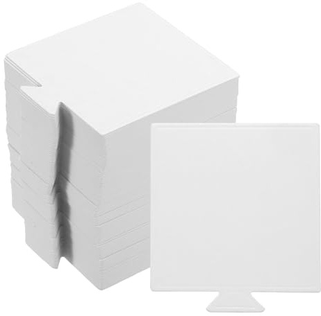 sourcing map 200pcs Mini Cake Boards, Mousse Cake Cardboards Square Cake Bases Plates Cupcake Dessert Displays Base Tray for Cakes, Pastries, Dessert Base - Grease Proof (White)