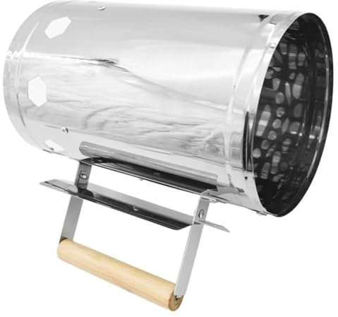 BESPORTBLE Fire Barrel Chimney Starter for Bbq Camping Fire Pit Portable Made Plated for Outdoor Charcoal Grill and Wood Handle Ignition