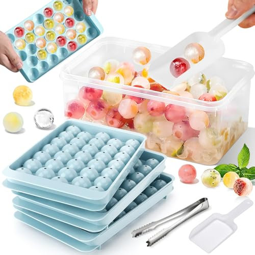ZHHGOO 6 Unidades Mini Eiswürfelform Bälle,Cubiteras para Hielo con Tapa,Molde Redondo para Hacer Bolas de Hielo para Congelador,Whisky,Cócteles,Té Café,Cola Congelado