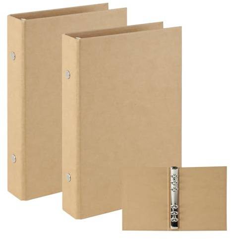 Dzmuero ringpärm, A6, 6 ringar, ringpärm, a6 påfyllningsbar, 2 stycken A6-mappar med 6 ringar för att lägga till broschyrskydd papper lösa blad