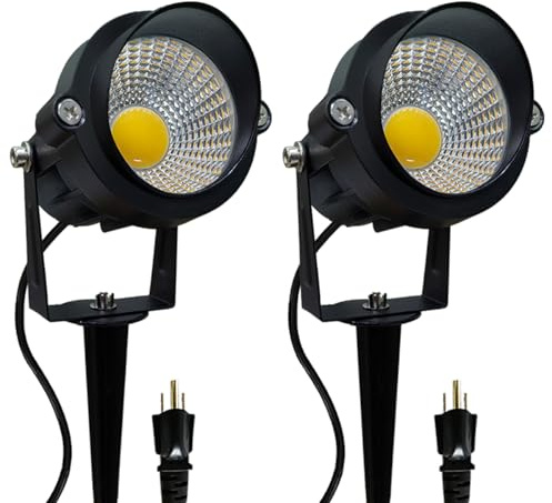 Dobelay LED Outdoor Landscape Spotlight - 120V 12W Warm White Waterproof Spot Lights for Yard House Flag Tree, Lighting Decorations for Christmas Halloween(2 Pack)