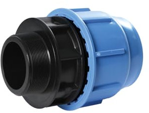 SAB Raccordi a Compressione BlueSeal 16 Maschio 63 x 2, Raccordo Idraulico in PP, PN16, per Giunzione Tubi in Polietilene, per Impianti di Irrigazione