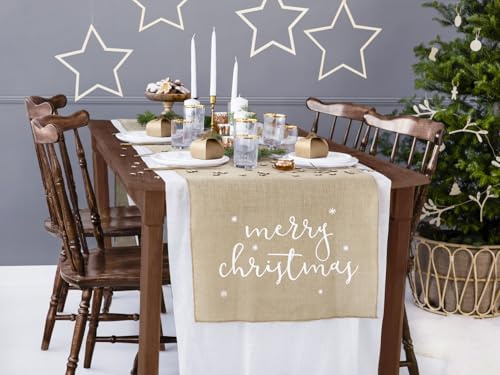 texpot Tischläufer Weihnachten Merry Christmas Jute Tischband Dekoband Hochzeit Geburtstag