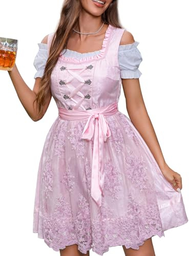 Aibaowedding Damen Dirndl klassisches Trachtenkleid für Oktoberfes | Klassisches Trachtenoutfit ideal für Wiesn Oktoberfest Karneval Volksfeste und traditionellen festlichen Veranstaltungen