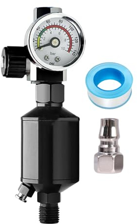 Celuicion Manómetro de Presión de Aire,Separador De Humedad Para Compresor | Medidor Filtro Presión Tiempo Real para Garaje, Automotriz, Industria