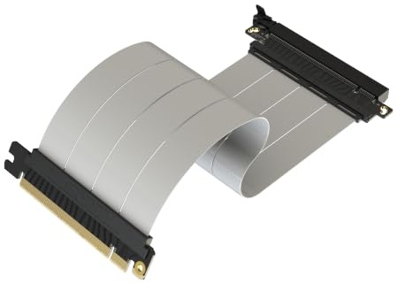 LINKUP - AVA5 PCIE 5.0 Riser-kabel | Klar för RTX5090 RX9070 GPU | Hastighet x16 128 GB/s | Kompatibel med PCIE 4.0 och WRX80/WRX90E | Rak vinkel Vit 25 cm (total längd 29 cm)