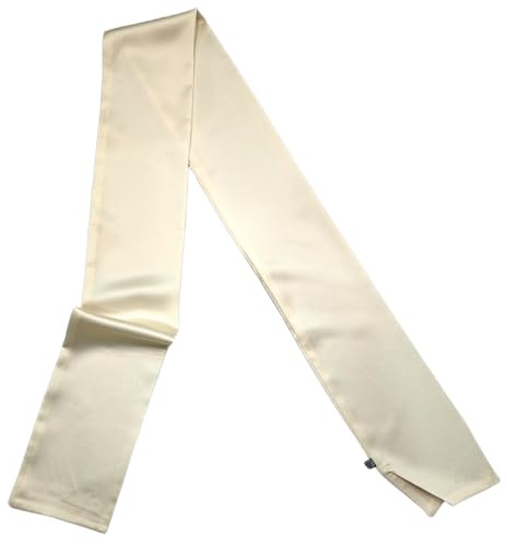 GIMIRO Elegant damhalsduk, polyester sidenlook, flerfärgad, 145 x 12 cm, trendig halsduk, Krämvit, 145x12cm