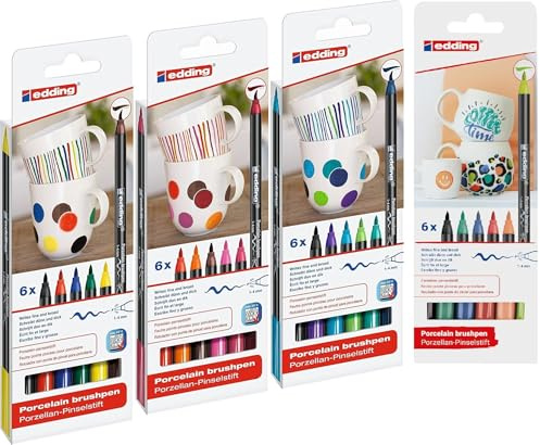 edding 4200 Porzellan-Pinselstiften (18er Komplett Set) (sortiert, 24er Set)