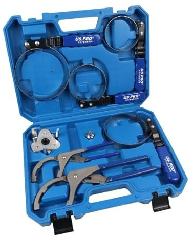US PRO Tools 8pc Oil/Fuel Filter Removal Wrench Set Adjustable Pliers Straps 7588