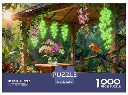Tropical Orchid Garden Pavilion Wooden Jigsaw Puzzle Waterproof 1000 Piece Puzzles for Adults Impossible Educational Games