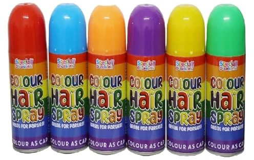 GSV Essentials Temporary Colour Hair Spray, Washable, Non-Staining, Assorted Vibrant Colours for Parties, Fancy Dress, Festivals & Holidays, All Hair Types, Easy to Use, 200ml (2 Pcs)