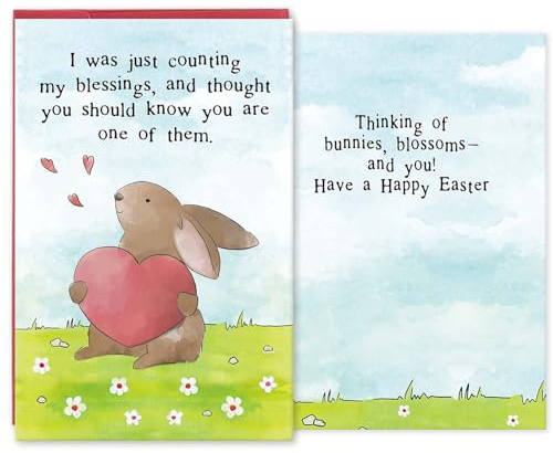 hvdler Bunny Happy Easter Card for Friends Family, Romantic Easter Bunny Card for Husband Wife Boyfriend Girlfriend